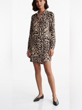 Diane von Furstenberg DVF Prita Silk Leopard Print Shirt Dress - Size 0